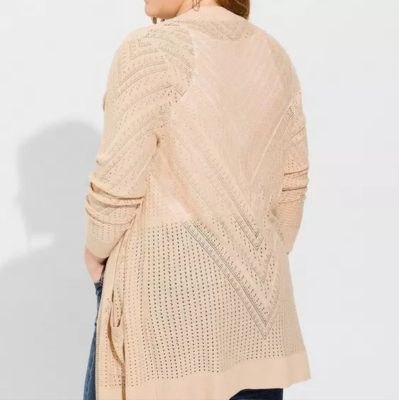 Torrid Pointelle Cardigan Open Front Sweater 4 - Picture 4 of 10